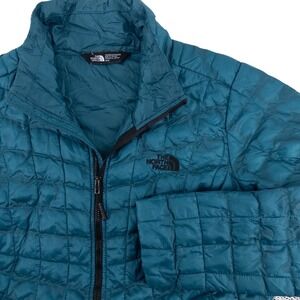 The North Face Women's Medium Thermoball Full Zip Jacket Teal Blue Light Quilted